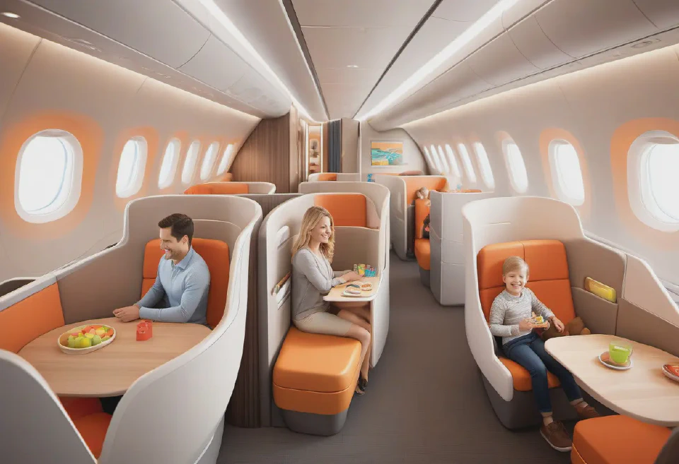 Users can generate images to plan and visualize the interior layout of aircraft cabins.