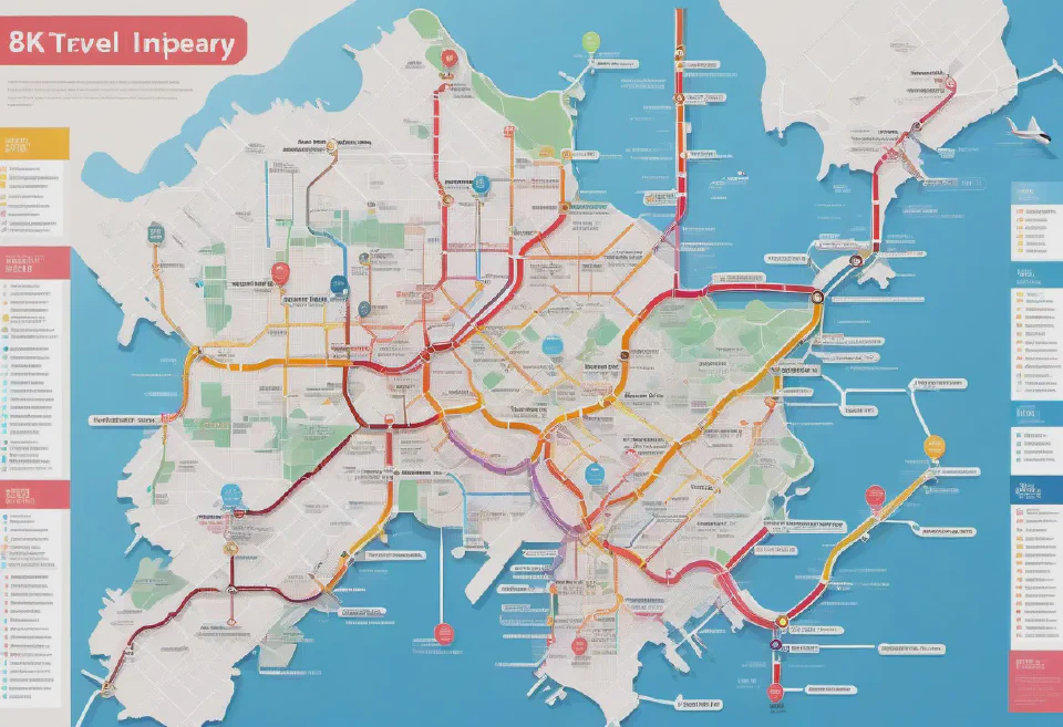 Create visually appealing infographics to illustrate travel itineraries, transportation routes, and sightseeing spots.