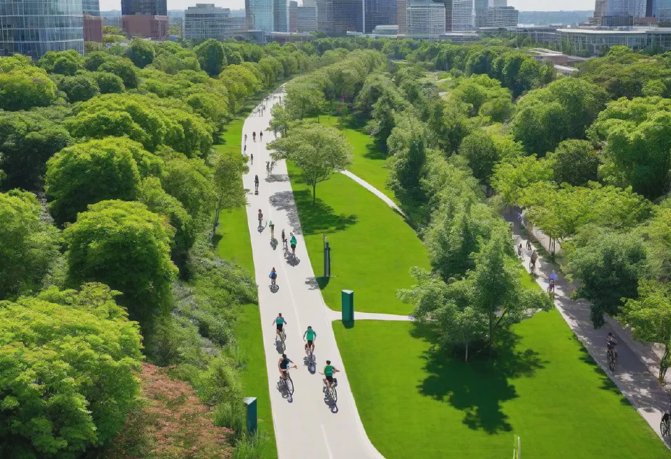 Use AI-generated images to design and visualize green spaces within urban areas to improve livability and sustainability.